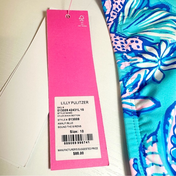 Lilly Pulitzer Kylen Bikini Bottom Amalfi Blue Sound the Sirens - Picture 8 of 15